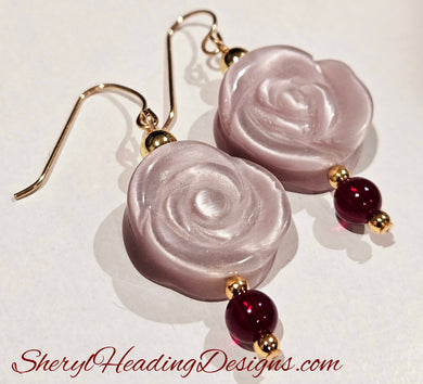 Bloomin Mauve and Garnet Earrings