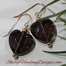 Rich Chocolate Smoky Topaz Heart Earrings