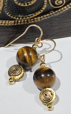 Petite Tiger Eye Dangle Earrings