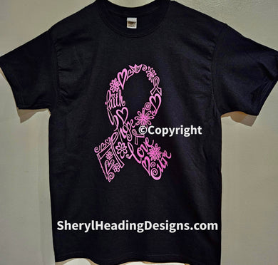 BREAST CANCER AWARENESS FANCY FAITH HOPE LOVE CURE RIBBON T Shirt