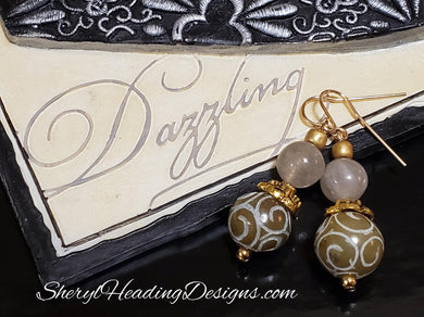 Swirl Appeal Taupe Dangle Earrings