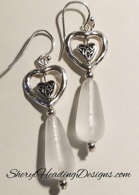 Heart Drops Silver Dangle Earrings - Sheryl Heading Designs