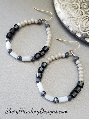 Shades of Gray Hoop Earrings