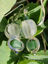 Whose Square? Green and Crystal Dangle Earrings - Sheryl Heading Designs