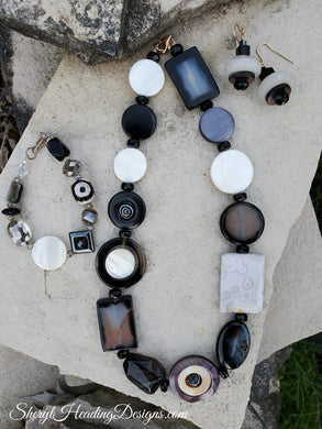 COLLABORATION NECKLACE, EARRINGS AND BRACELET SET