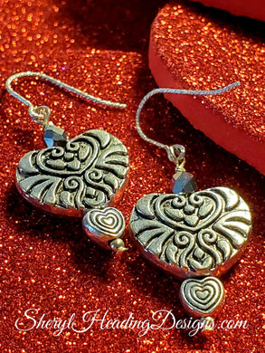 Silver Sweet Hearts Dangle Earrings - Sheryl Heading Designs