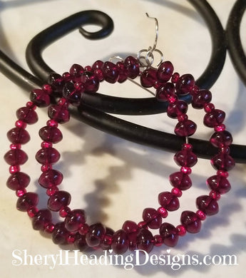 Ready Red Beaded Hoop Earrings - Sheryl Heading Designs