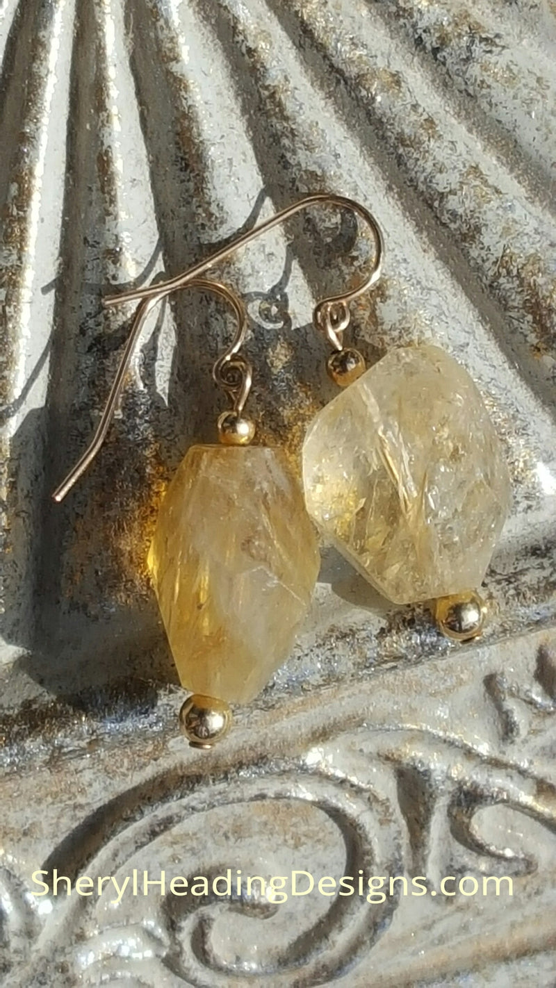 Citrine and Gold Filled Beads Earrings