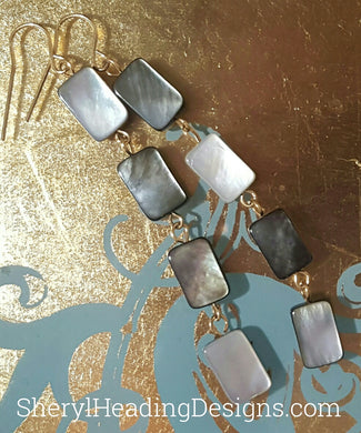 Four Gray Shell Dangles Earrings - Sheryl Heading Designs