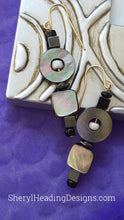 Circles and Squares in Hematite, Shell and Onyx Beads Drop and Dangle Earrings on Gold-Filled Wires - Sheryl Heading Designs